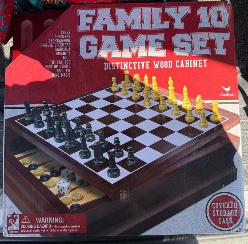 Cardinal Family 10 Game Set with Distinctive Wood Cabinet